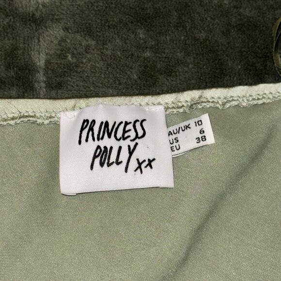 Princess Polly Maia Long Sleeve Mini Dress Women's 6 Sage Green Cowl Neck - Picture 8 of 9